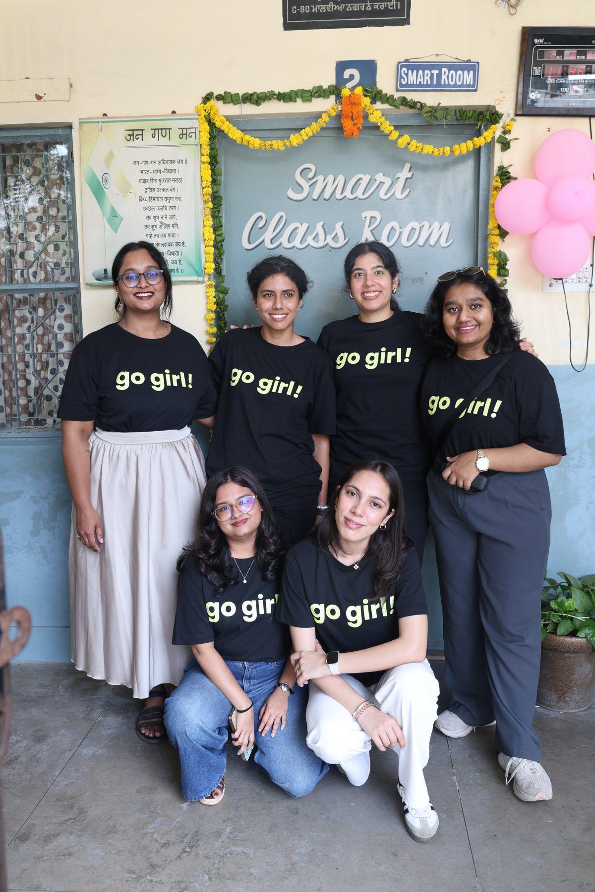 The Go Girl team outside the new Smart Class Room