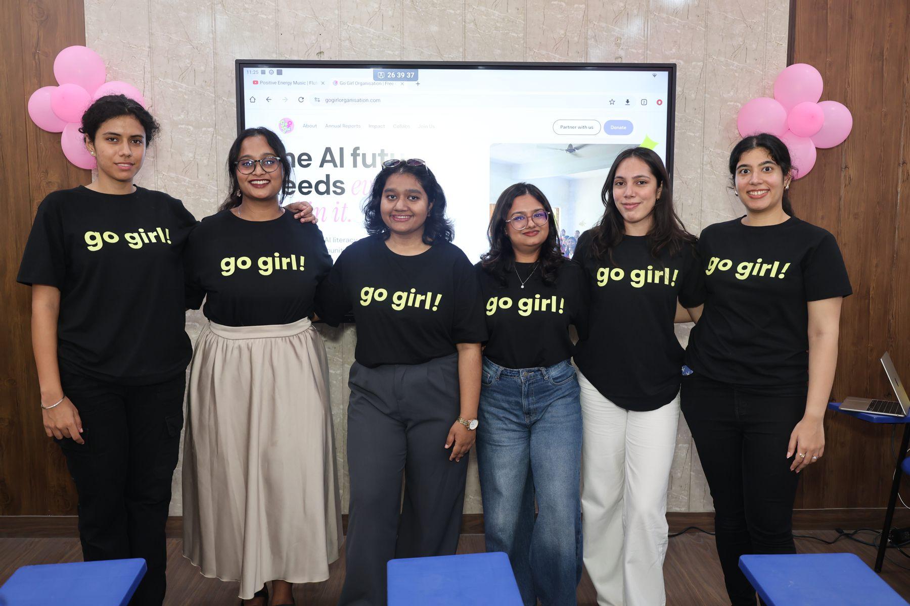 The Go Girl team in matching go girl! t-shirts
